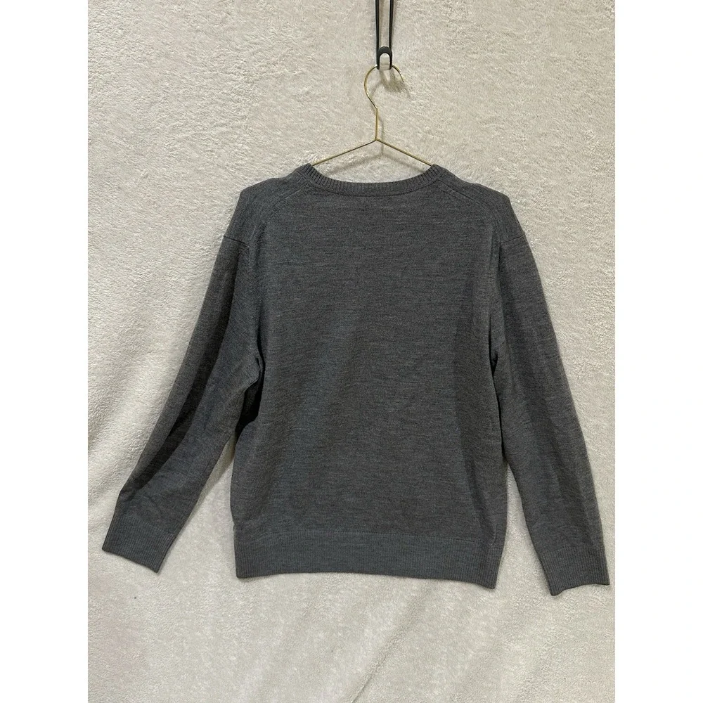 Banana Republic Extra‎ Fine Merino Wool Mens Sweater Size XL Gray Classic V-Neck